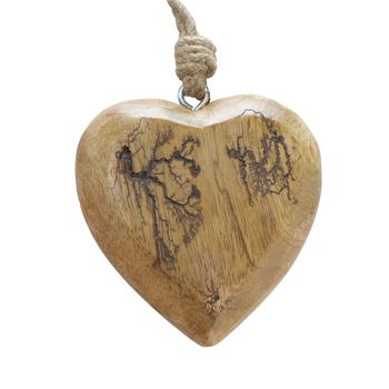 Visuel 1 du produit Pendentif décoratif cœur en bois de manguier marron Percha - 10 x 2 x 10 cm