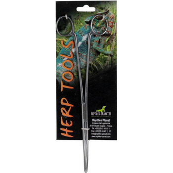 Visuel 1 du produit Pince ciseaux courbe pour nourrissage en inox Reptile Planet - 25 cm