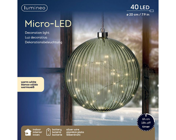 Visuel 1 du produit Boule lumineuse verte avec 40 micro LED blanc chaud - Ø 20 cm