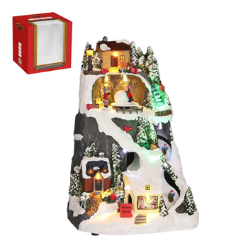 Visuel 1 du produit Scène piste de ski lumineuse multicolore sur piles - 20 x 30 cm