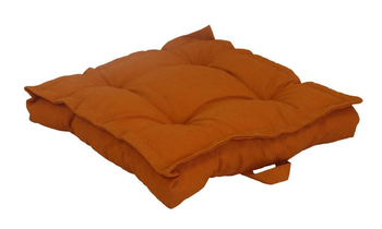 Visuel 1 du produit Coussin tatamis de sol carré en polyester/coton coloris abricot - 66 x 66 x 15 cm
