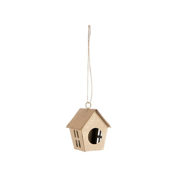 Visuel 1 du produit Décoration à suspendre petite maison en métal beige - 5 x 5 x 7 cm