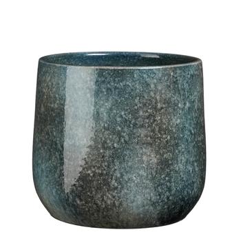 Visuel 1 du produit Pot rond coloris bleu en terre cuite Hugo Mica Decorations - 25 x Ø 28 cm