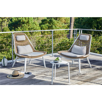 Visuel 1 du produit Fauteuil lounge Como coloris bois en résine tressée