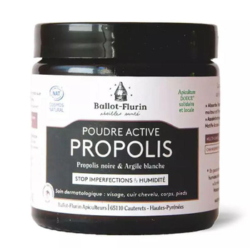Visuel 1 du produit Poudre active à la propolis noire et argile blanche bio et naturel Ballot-Flurin – 60 g
