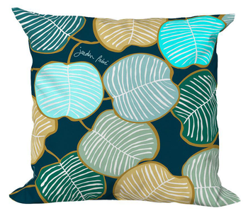 Visuel 1 du produit Coussin déco carré en polyester/coton bleu Elsa - 40 x 40 x 15 cm