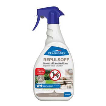 Visuel 1 du produit Répulsif d'intérieur et d'extérieur pour chien marquages urinaires et dégradations Francodex Repuls'Off - 500 ml