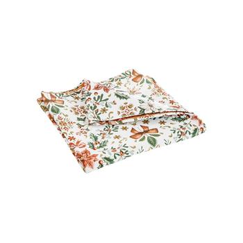 Visuel 1 du produit Nappe en coton et polyéthylène blanche à motif floral vert et marron Ruban - 250 x 150 cm