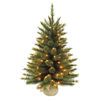 Visuel 1 du produit Sapin de Noël artificiel coloris vert en PVC pré-illuminé Forest - H 90 cm x Ø 61 cm