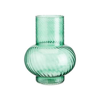 Visuel 1 du produit Vase boule strié en verre vert - Ø 18 x H 23 cm