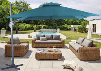 Visuel 1 du produit Parasol déporté orientable et inclinable bleu PROLOISIRS NH bio - 3x3m