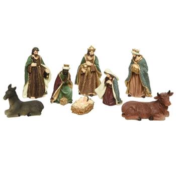 Visuel 1 du produit Set de la nativité pour crèche de Noël coloris multicolore en polyrésine avec 8 personnages - H 20 cm
