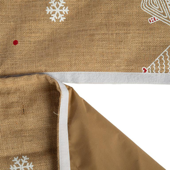 Visuel 1 du produit Jupe de sapin en jute beige décor maisons blanches - Ø 120 cm