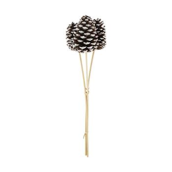 Visuel 1 du produit Ensemble de 3 pommes de pin givrées sur bâton en bois - Ø 14 x H 55 cm