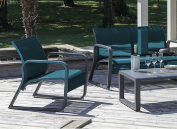 Visuel 1 du produit Fauteuil lounge Quenza II graphité bleu en aluminium - PROLOISIRS