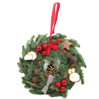 Visuel 1 du produit Couronne naturelle décorée rouge - La couronne