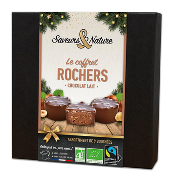Visuel 1 du produit Coffret rochers praliné noisette chocolat lait bio Saveurs & Nature - 135 g