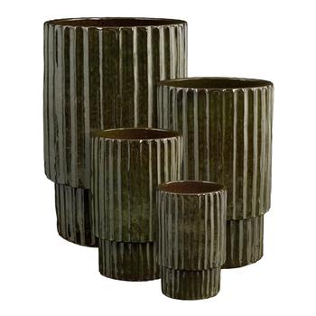 Visuel 1 du produit Pot haut Sorrento coloris vert en céramique - 54,5 x Ø 36 cm