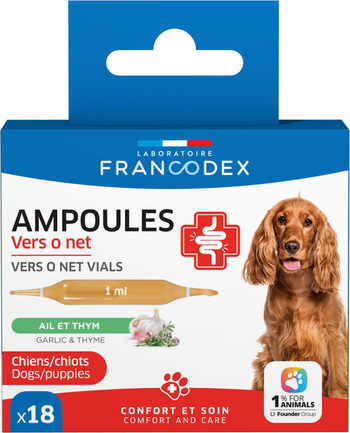 Visuel 1 du produit Ampoules confort intestinal pour chien et chiot ail et thym Francodex Vers O Net - x 18 de 1 ml