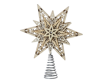 Visuel 1 du produit Cimier étoile en MDF naturel - 21 x 3,5 x 27 cm