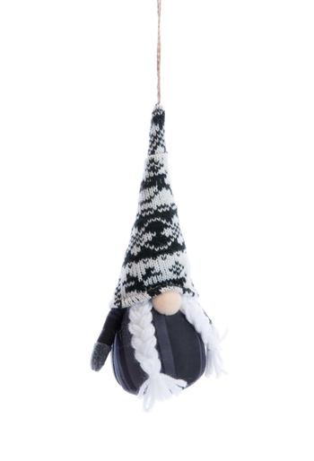 Visuel 1 du produit Gnome debout en tissu avec motifs noir et blanc - 10 x 7 x 19 cm