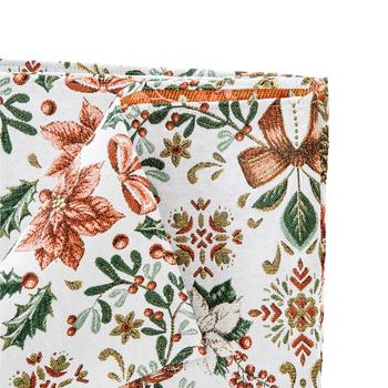 Visuel 1 du produit Nappe carrée en coton et polyéthylène blanche à motif floral vert et marron Ruban - 150 x 150 cm