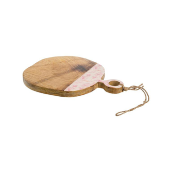 Visuel 1 du produit Planche arrondie en bois de manguier décor cerisier rose - 38 x 31 x 2,5 cm