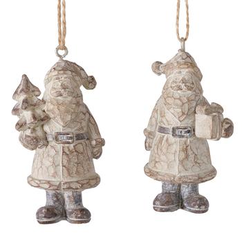 Visuel 1 du produit Pendentif de Noël Père Noël en résine aspect bois marron Nikolaj - 3,5 x 3 x 6,7 cm