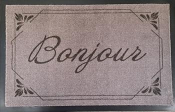 Visuel 1 du produit Tapis absorbant intérieur imprimé "Bonjour" coloris gris Sweetsol - 40 x 60 x 0,5 cm