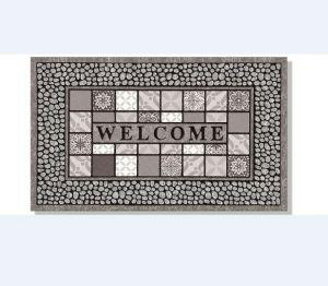 Visuel 1 du produit Grattoir en caoutchouc motif carreau galet gris Sweetsol Welcome - 60 x 40 cm