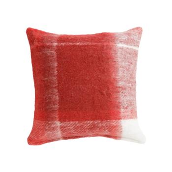 Visuel 1 du produit Coussin carré effet lainage crème et rouge - 45 x 45 cm