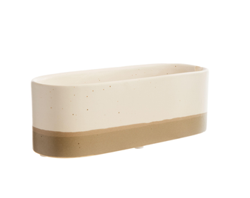 Visuel 1 du produit Jardinière Trio Cactus coloris beige en céramique - 20 x 7,2 x 7 cm