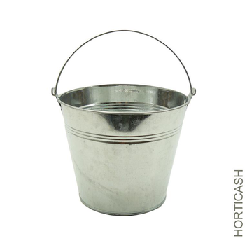 Visuel 1 du produit Cache-pot seau avec anse coloris gris avec zinc - Ø 15,5 cm