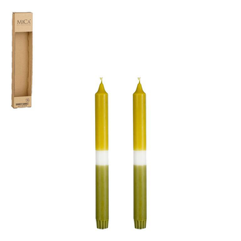 Visuel 1 du produit Ensemble de 2 bougies flambeau dipdye vert clair - Ø 2,2 x H 25 cm