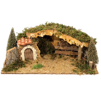 Visuel 1 du produit Crèche avec sapins coloris multicolore en bois - 55 x 25 x 22 cm