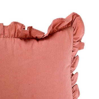Visuel 1 du produit Coussin volanté rose en coton - 45 x 45 cm
