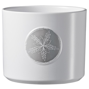 Visuel 1 du produit Cache-pot en céramique blanc à motif argent Winter Friends - Ø 13 x H 11 cm