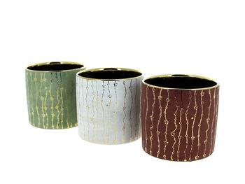 Visuel 1 du produit Cache-pot en céramique Orchidée - Ø 13,2 x H 12,8 cm