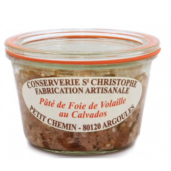 Visuel 1 du produit Pâté de foie de volaille au Calvados Conserverie St Christophe - 270 g