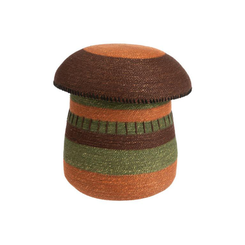 Visuel 1 du produit Panière forme champignon en osier tressé marron, vert, terracotta avec couvercle - Ø 36 x H 37 cm