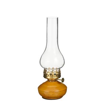 Visuel 1 du produit Photophore style lampe à huile en fer jaune et verre transparent - Ø 10 x H 27 cm