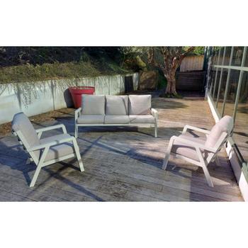 Visuel 1 du produit Salon de jardin 5 places en aluminium, coloris pélican - BIZZOTTO Truman