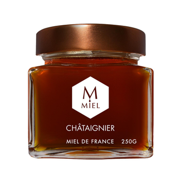 Visuel 1 du produit Miel de châtaignier dans un pot en verre Hexagone - 250 g