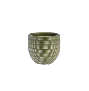 Visuel 1 du produit Cache-pot en céramique vert mat Sulco – 16 x 14 cm
