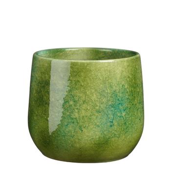 Visuel 1 du produit Pot rond coloris vert en terre cuite Hugo Mica Decorations - 21 x 22 cm