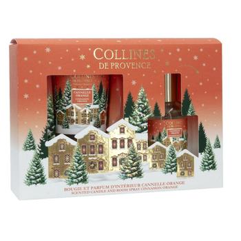 Visuel 1 du produit Coffret cadeau parfum d’intérieur et bougie 75 g Collines de Provence Cannelle orange