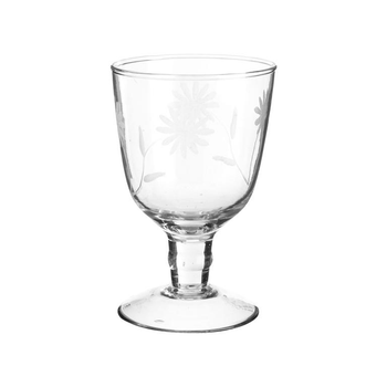 Visuel 1 du produit Verre à pied en verre à fleurs gravées - 12,5 x 8,5 cm