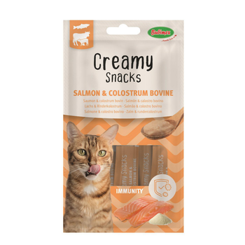Visuel 1 du produit Friandise en crème pour chat saumon et colostrum bovin Bubimex Creamy x 4 - 60 g
