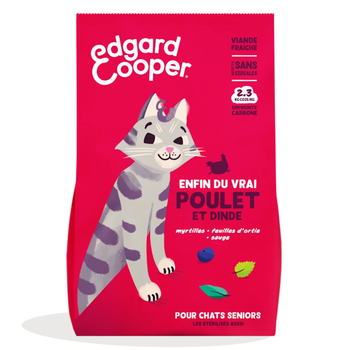 Visuel 1 du produit Croquettes pour chat senior au poulet et à la dinde sans céréales Edgard & Cooper - 2 kg