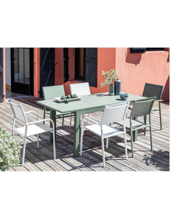 Visuel 1 du produit Table de jardin extensible en aluminium, crème - PROLOISIRS GENES - L.110/170 x H.70 cm